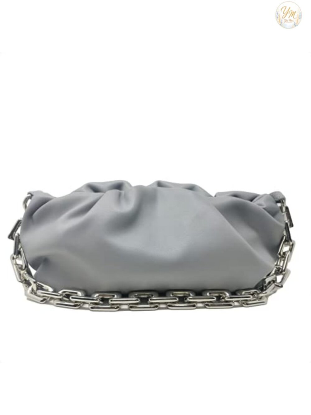 Cloud-Shaped Dumpling Chain Pouch Clutch Faux Leather Ruched Handbag